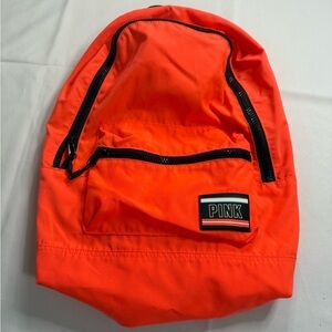 PINK Victoria's Secret Orange Backpack with Bold Design